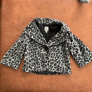 Halogen Cropped Jacket, Gray/Black Cheetah Print, Women's Small